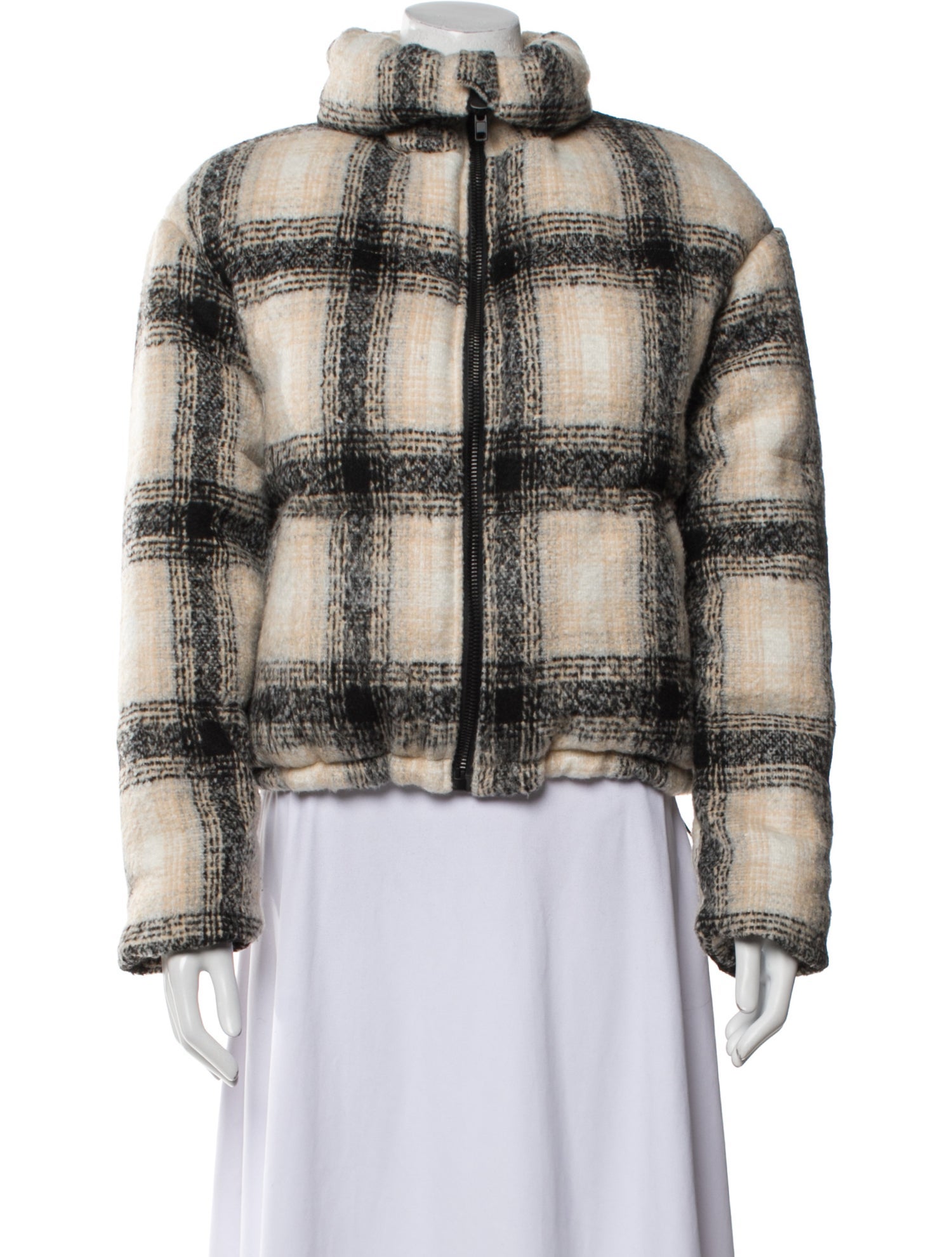 Apparis Plaid Print Faux Fur Jacket