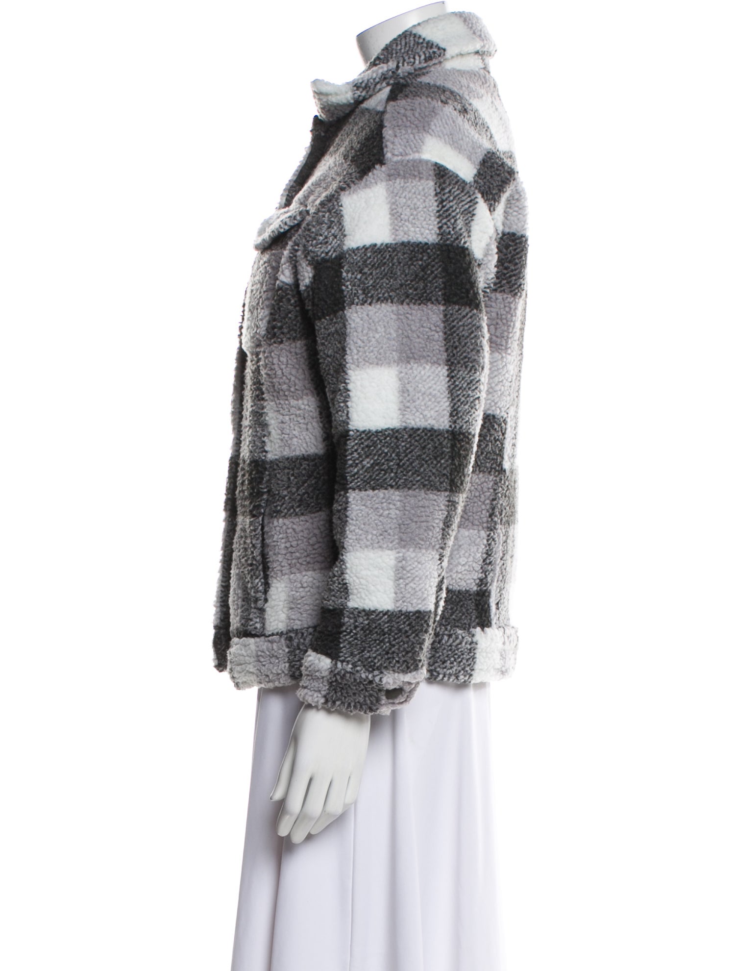 Apparis Plaid Print Faux Fur Jacket