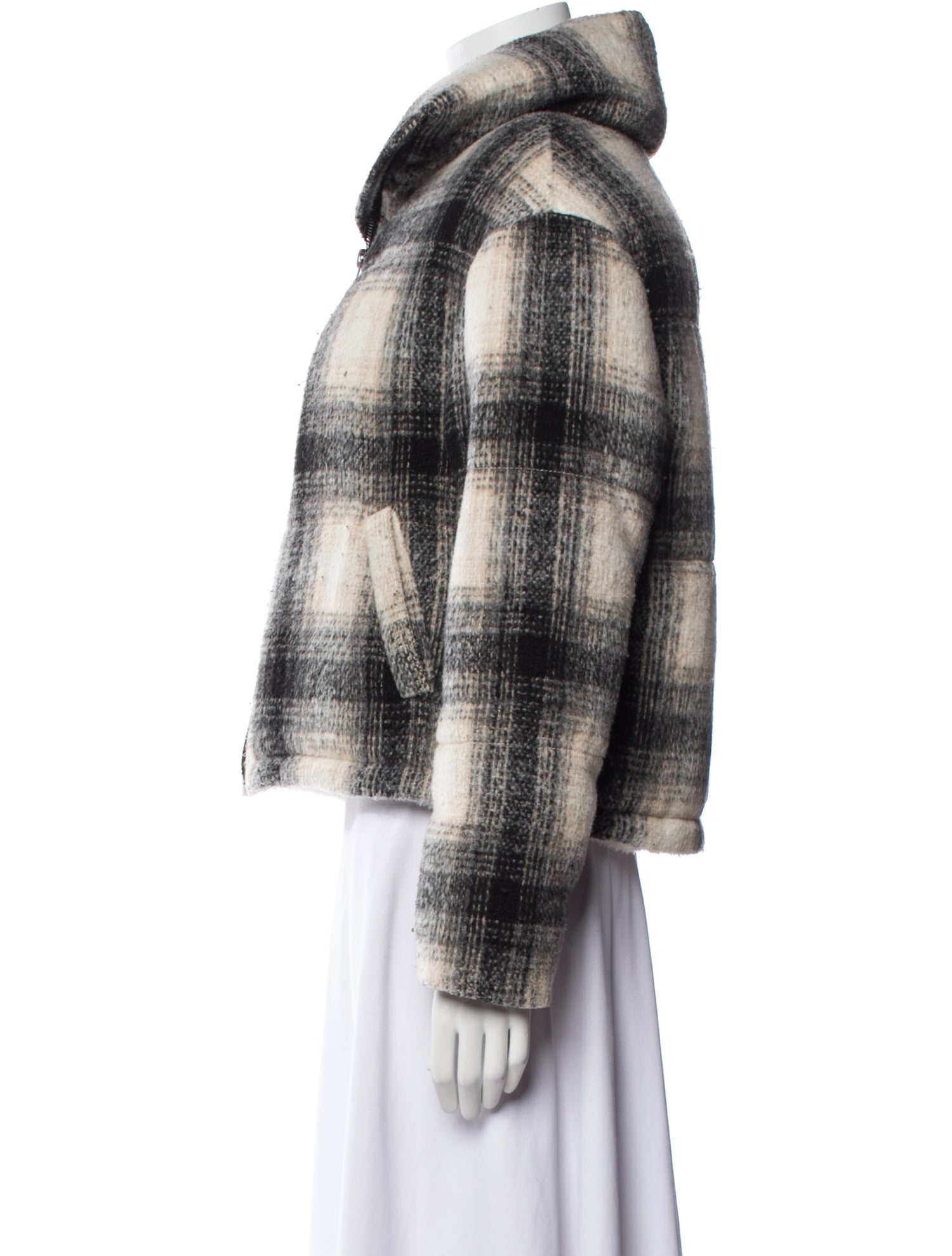 Apparis Plaid Print Faux Fur Jacket