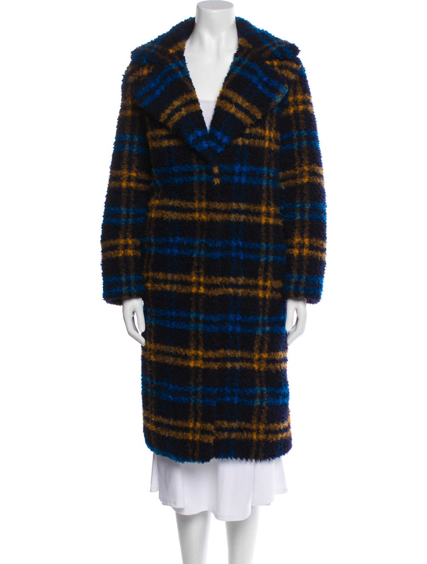 Apparis Plaid Print Faux Fur Coat