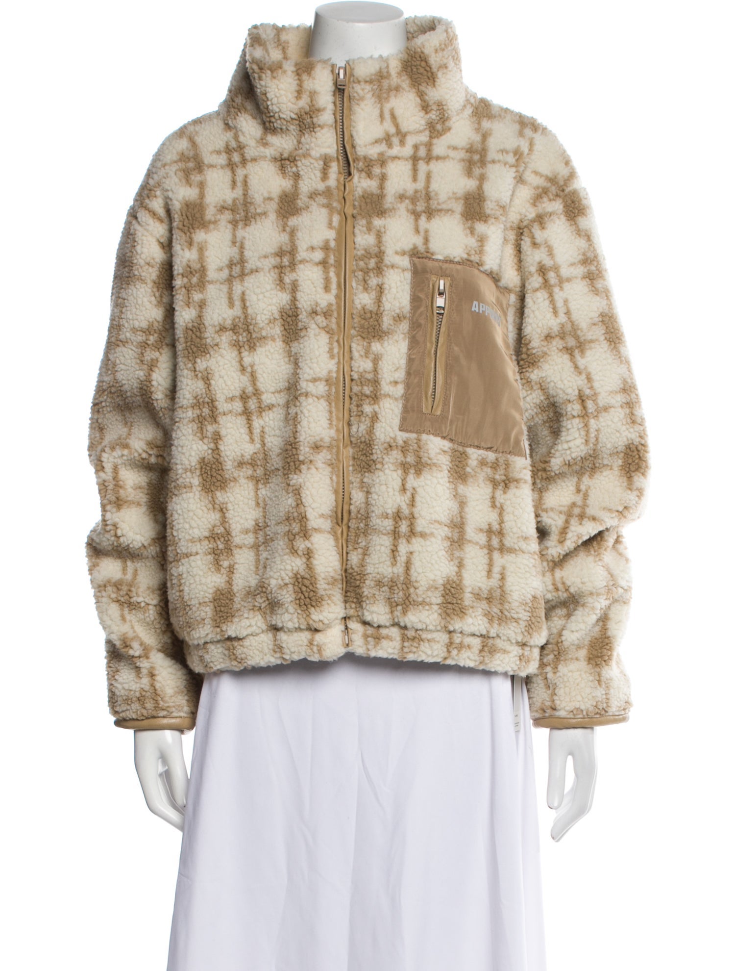 Apparis Plaid Print Faux Fur Jacket