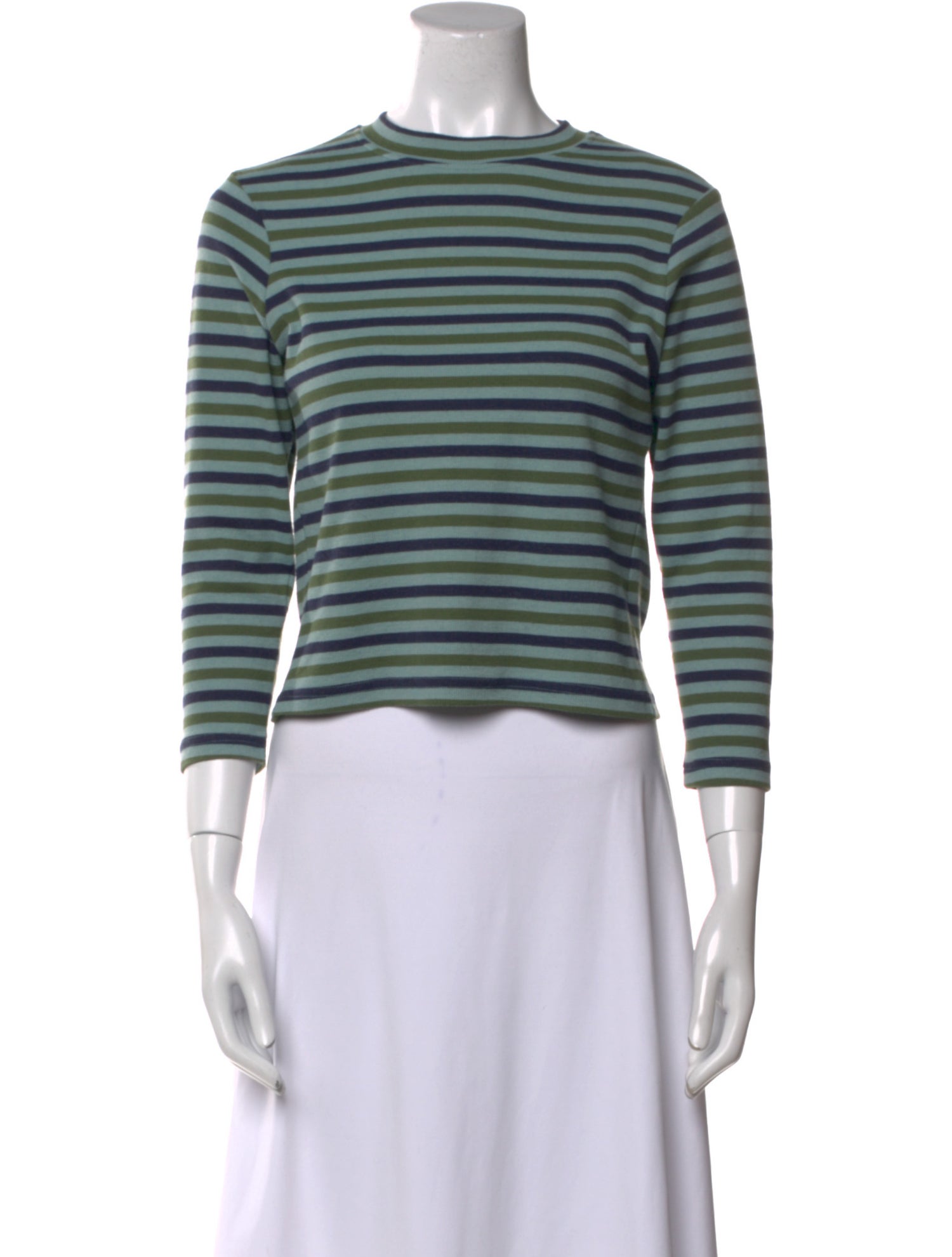 Apres Studio Striped Crew Neck Crop Top