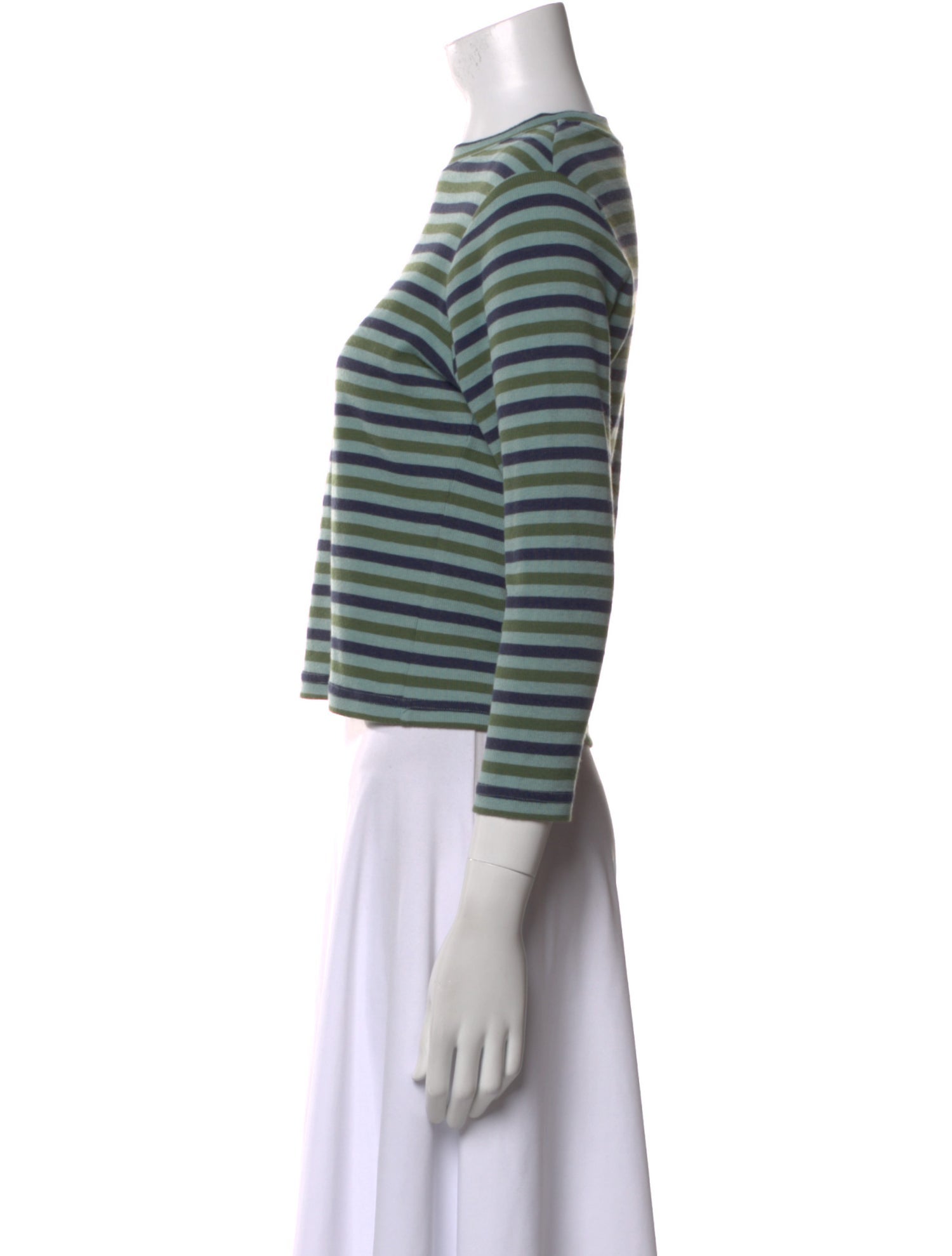 Apres Studio Striped Crew Neck Crop Top