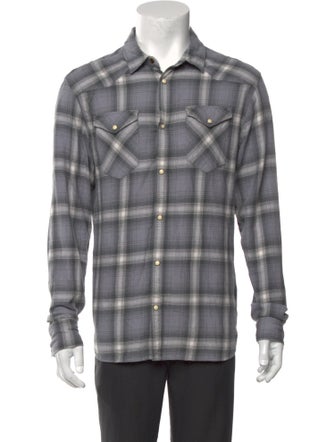AllSaints Plaid Print Long Sleeve Western Shirt