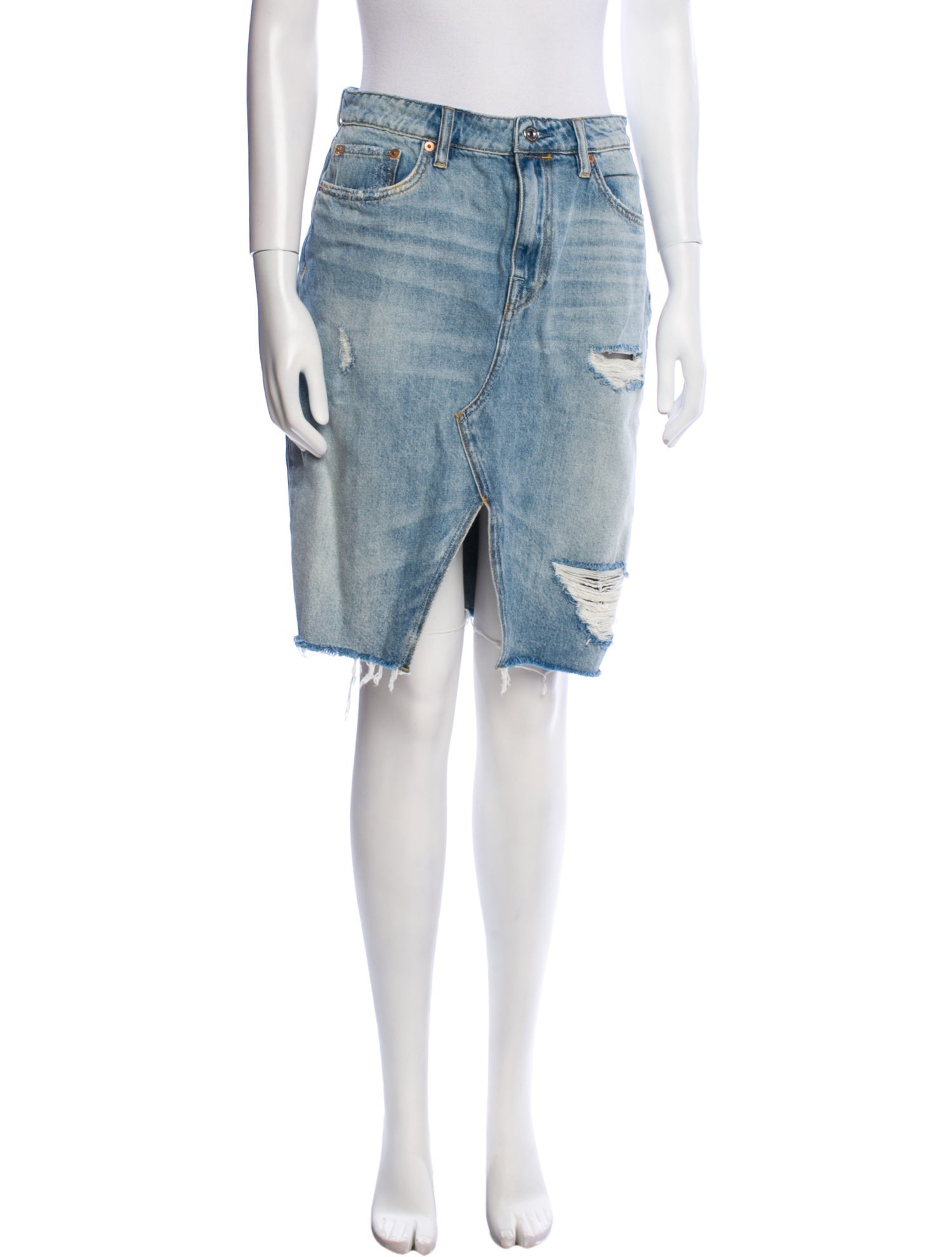 AllSaints Distressed Accents Knee-Length Skirt