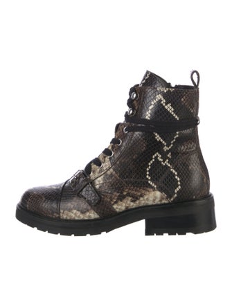 AllSaints Embossed Leather Animal Print Combat Boots