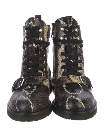 AllSaints Embossed Leather Animal Print Combat Boots