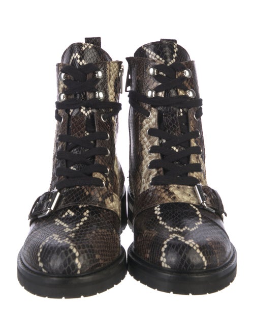 AllSaints Embossed Leather Animal Print Combat Boots