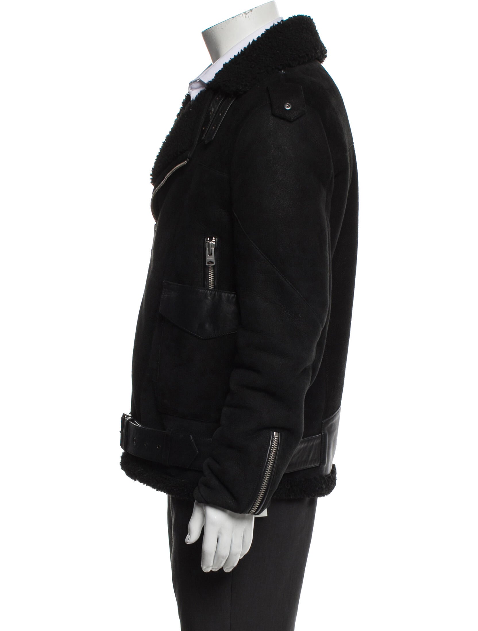 AllSaints Lambskin Graphic Print Moto Jacket