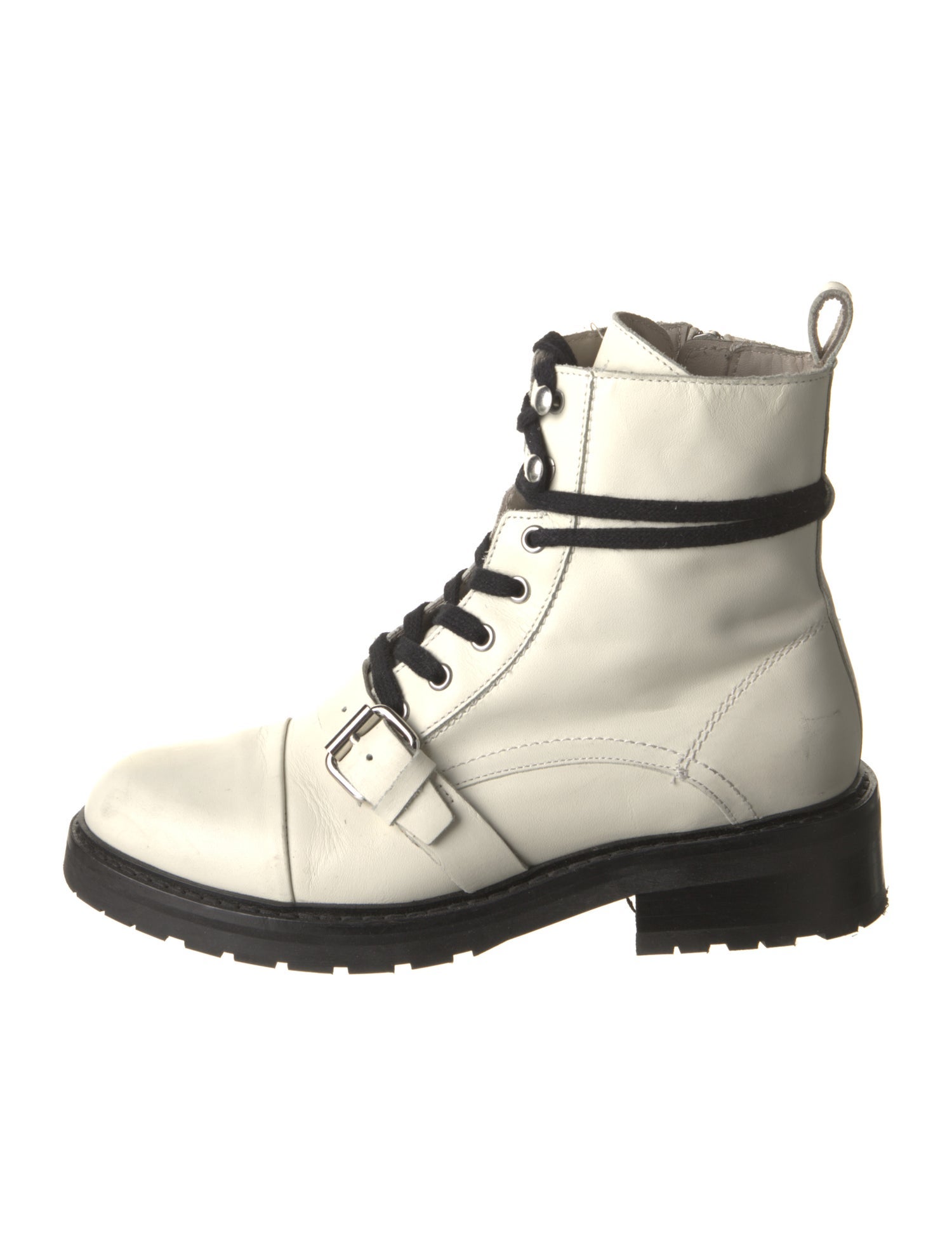 AllSaints Leather Colorblock Pattern Combat Boots