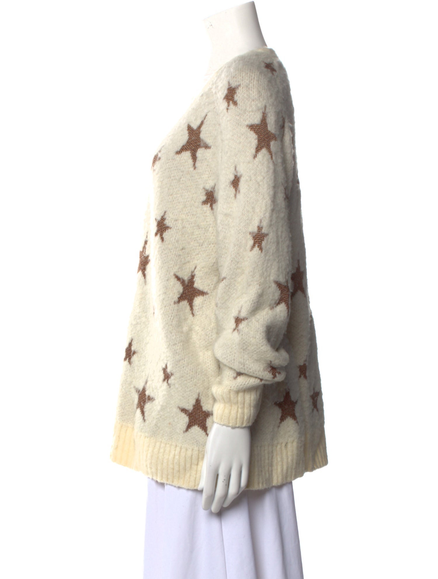 AllSaints Printed Plunge Neckline Sweater