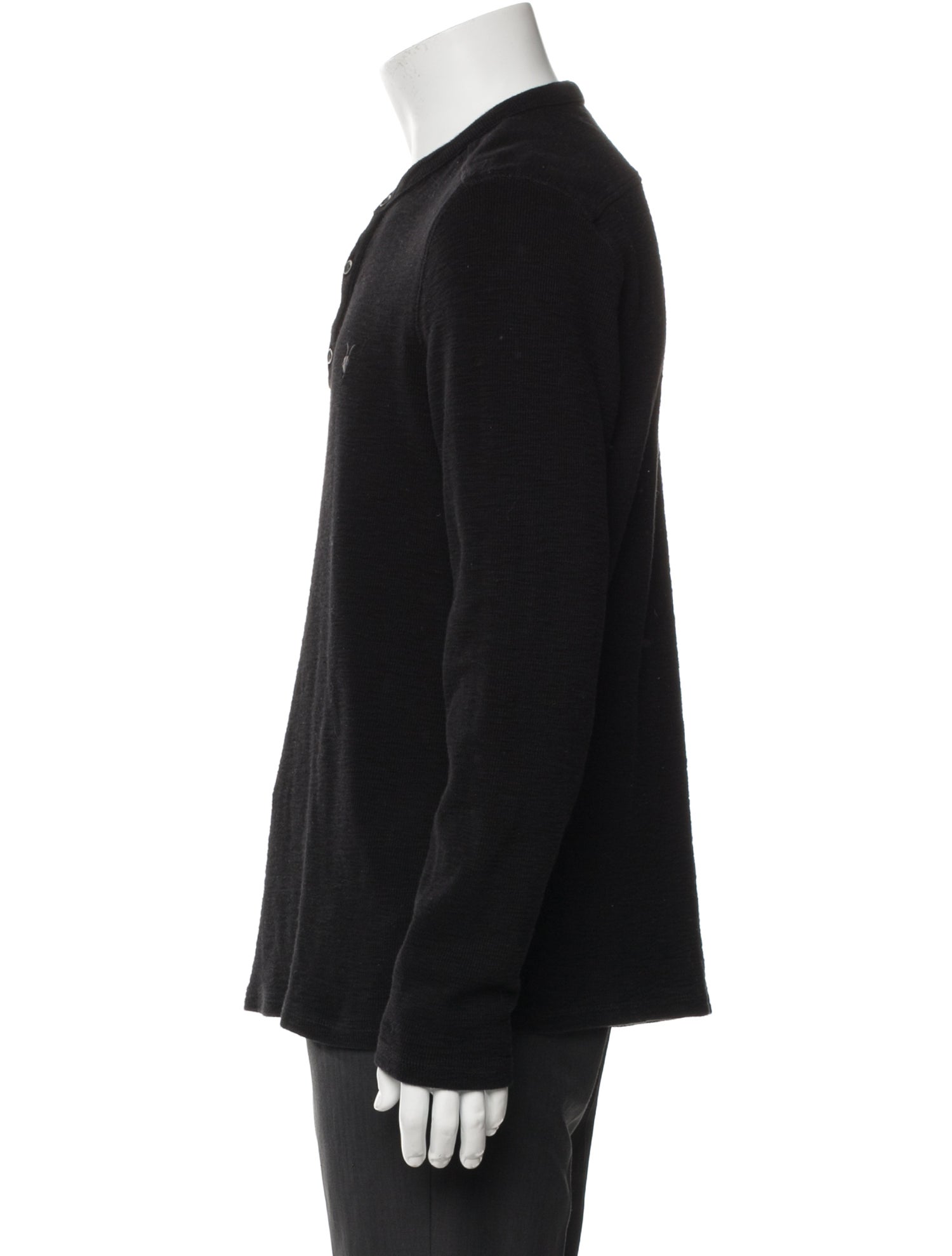 AllSaints Crew Neck Long Sleeve Polo Shirt