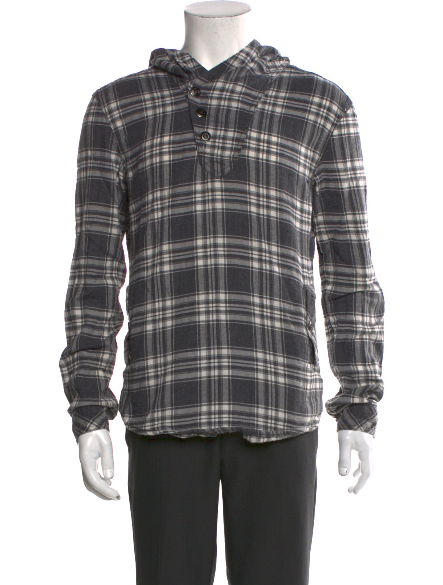 AllSaints Plaid Print Crew Neck Hoodie