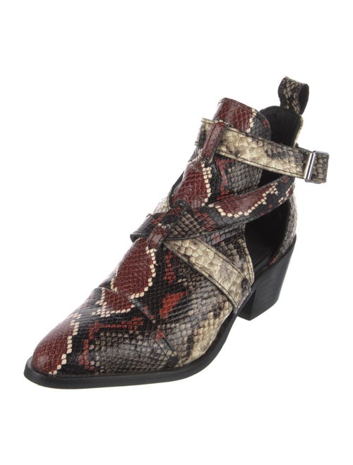 AllSaints Leather Animal Print Lace-Up Boots