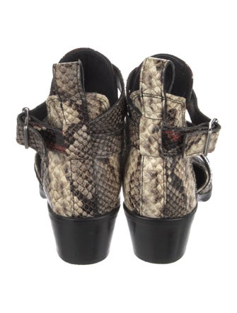 AllSaints Leather Animal Print Lace-Up Boots