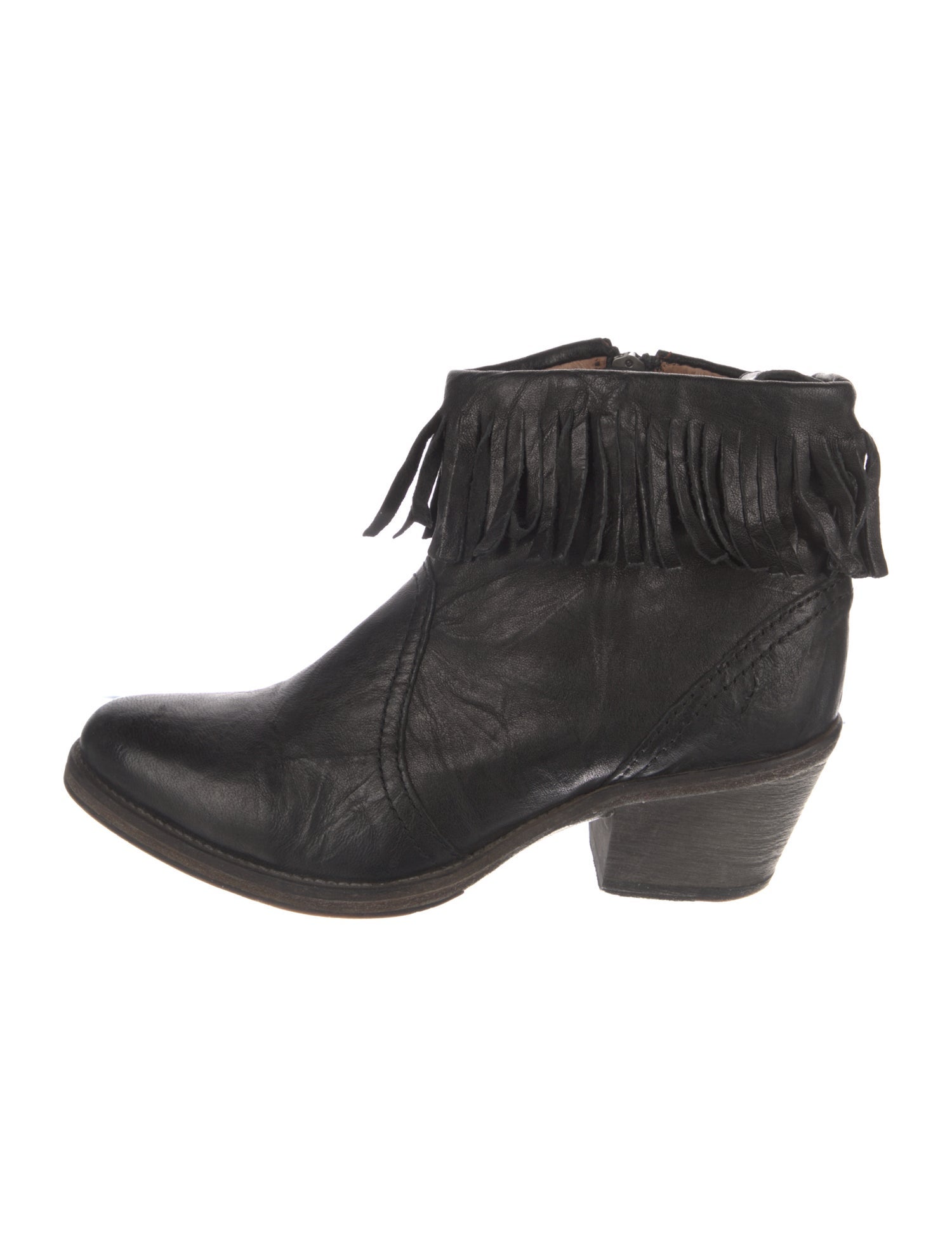 AllSaints Leather Fringe Trim Accent Western Boots