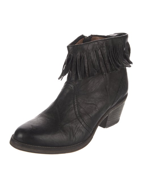 AllSaints Leather Fringe Trim Accent Western Boots