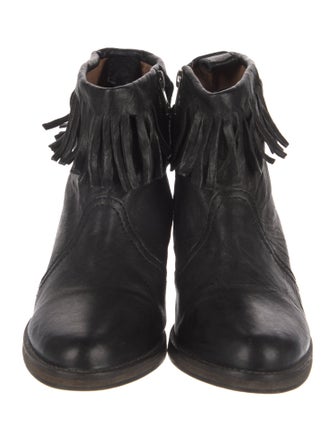 AllSaints Leather Fringe Trim Accent Western Boots