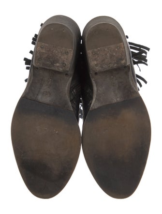 AllSaints Leather Fringe Trim Accent Western Boots