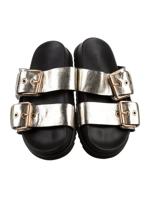 AllSaints Leather Colorblock Pattern Slides