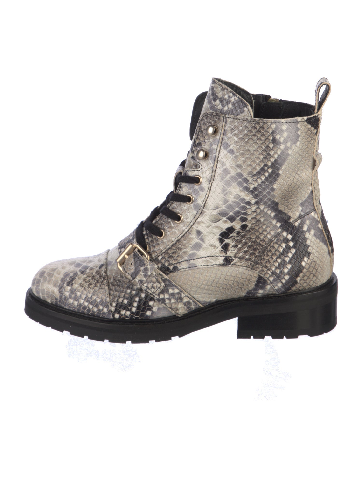 AllSaints Leather Animal Print Combat Boots