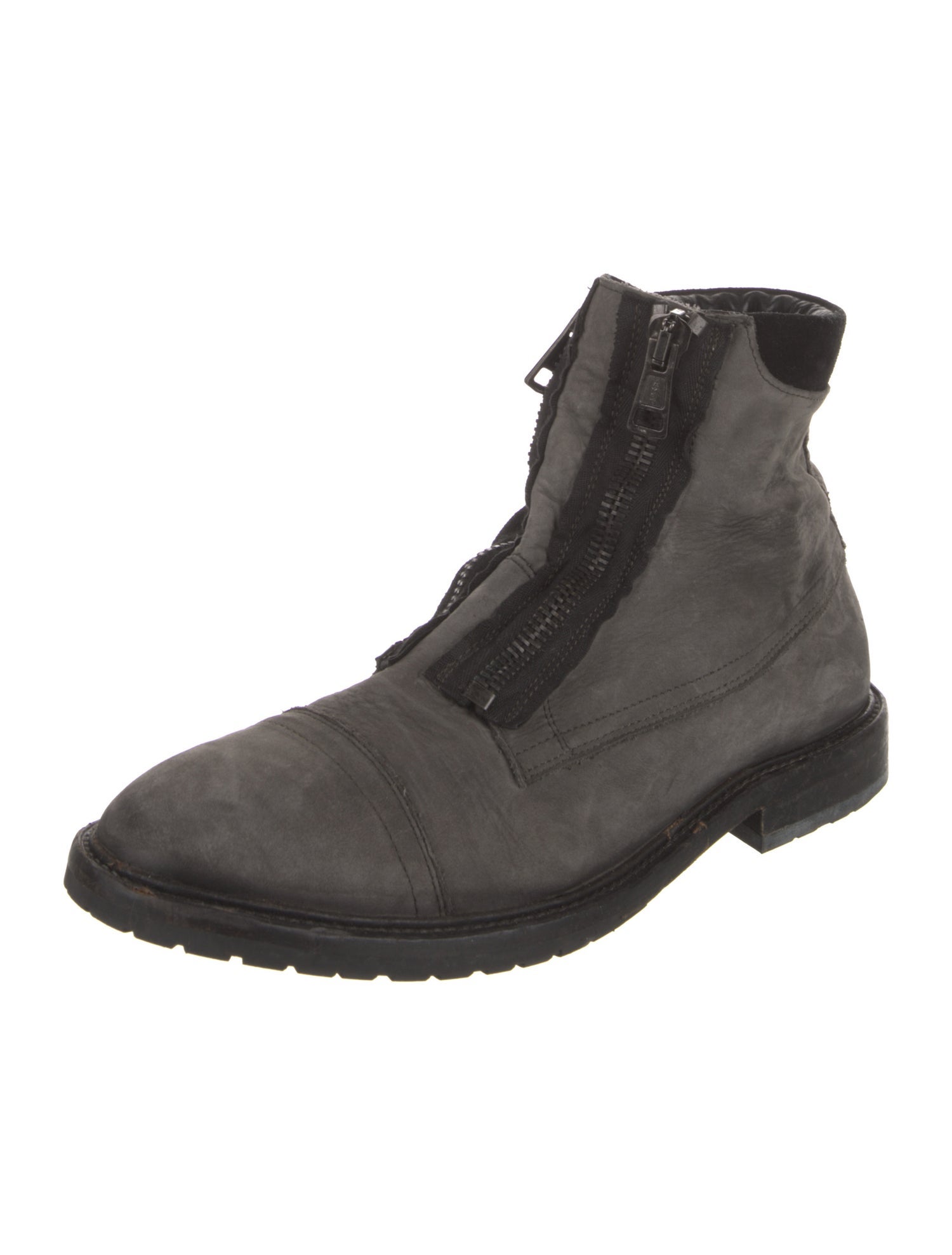 AllSaints Leather Raw-Edge Trim Lace-Up Boots
