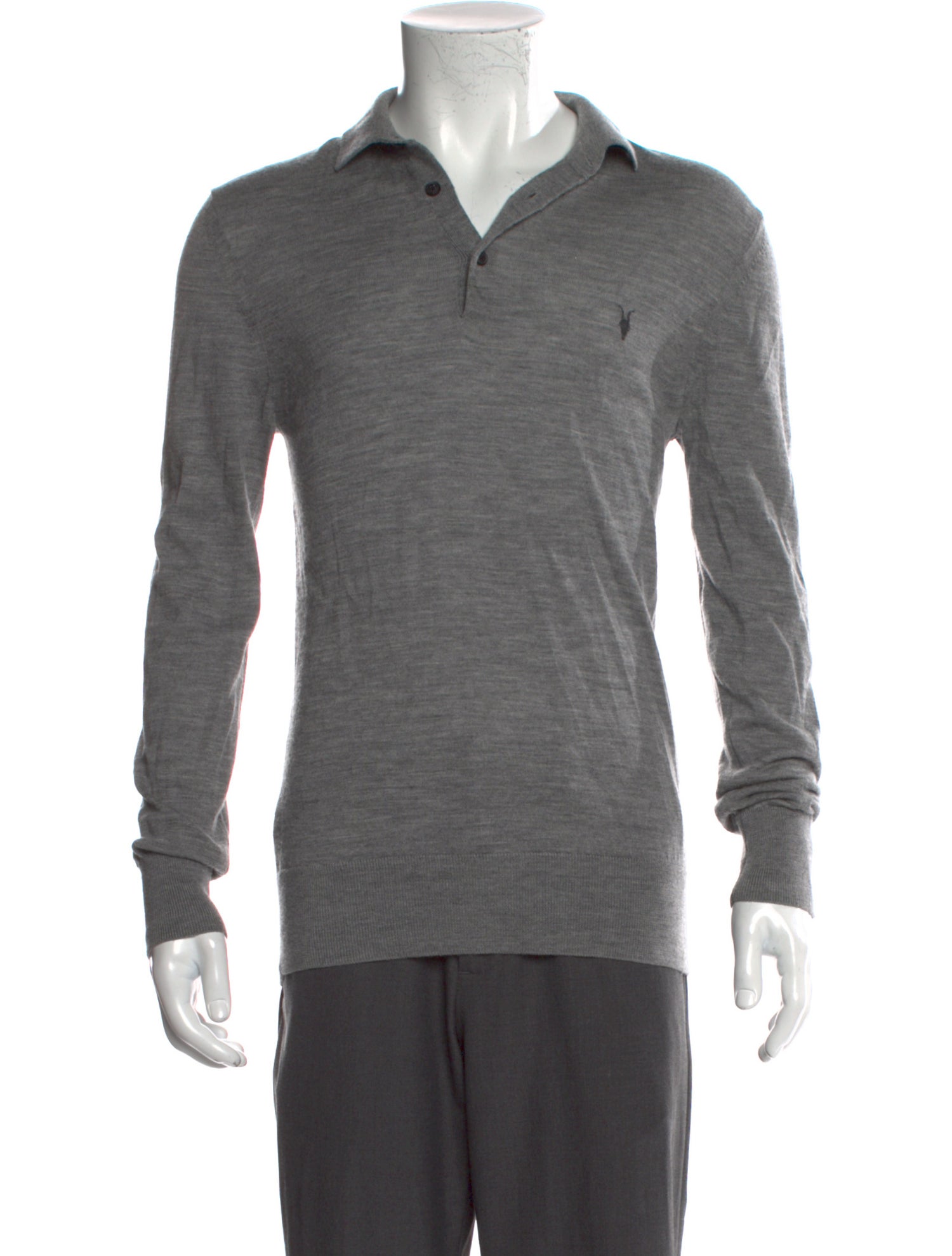 AllSaints Merino Wool Collar Polo Sweater