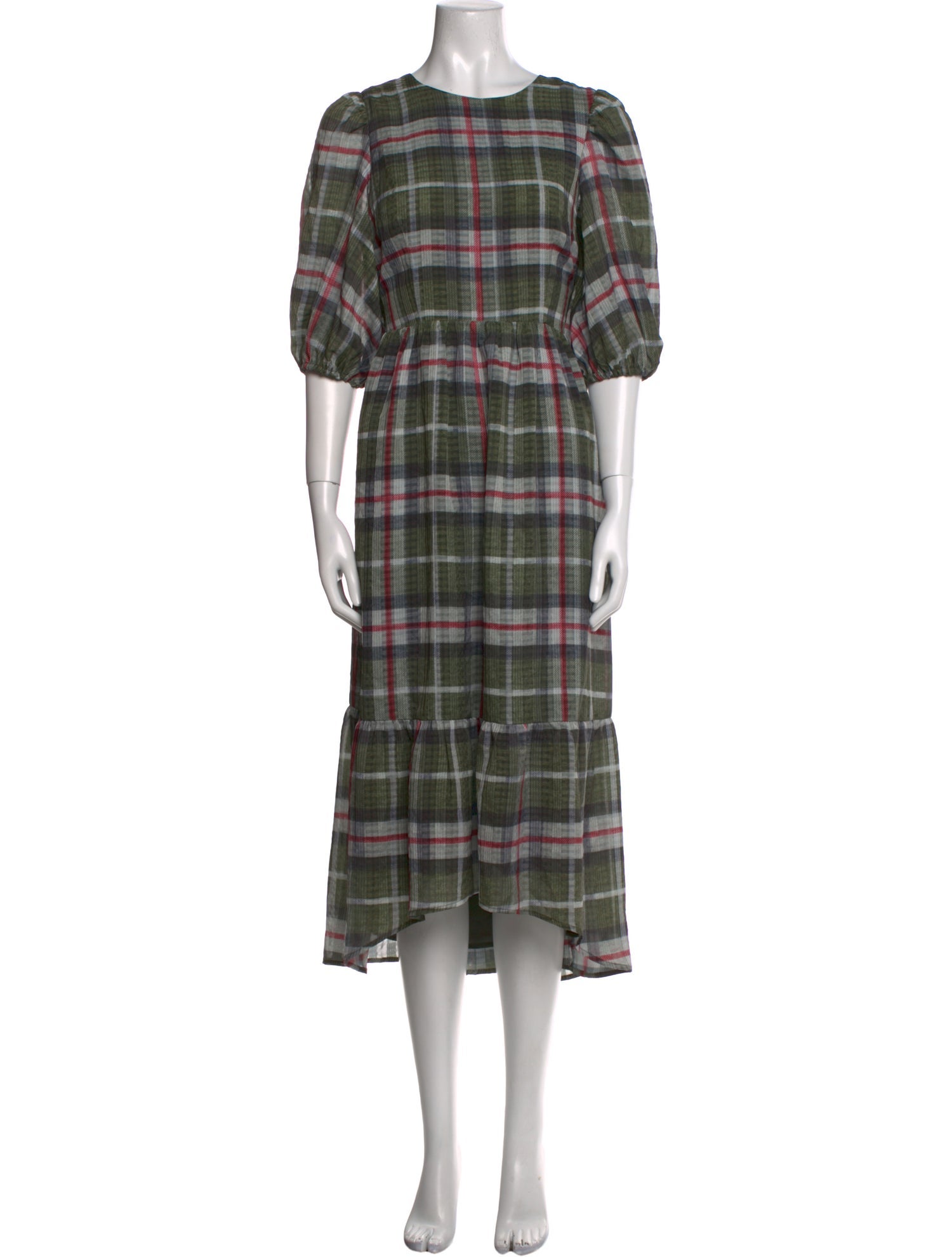 AllSaints Plaid Print Long Dress