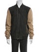 AllSaints Leather Colorblock Pattern Bomber Jacket