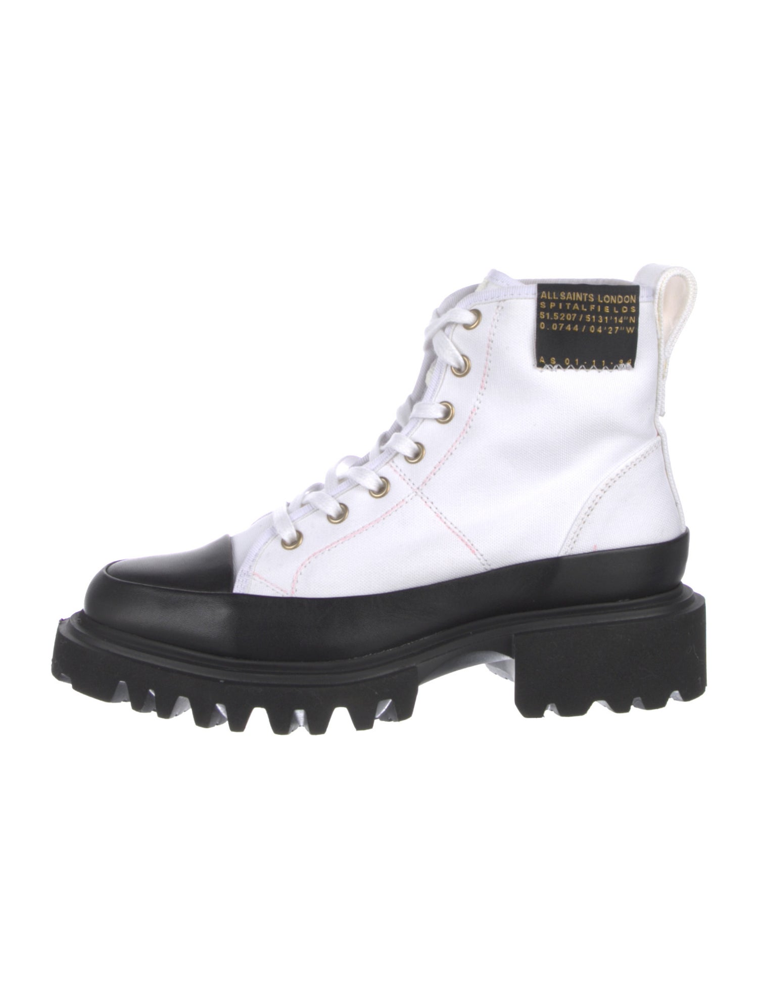 AllSaints Leather Colorblock Pattern Combat Boots