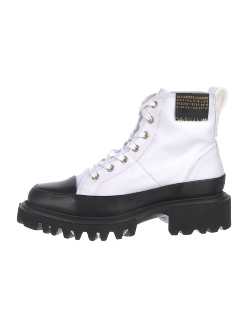 AllSaints Leather Colorblock Pattern Combat Boots