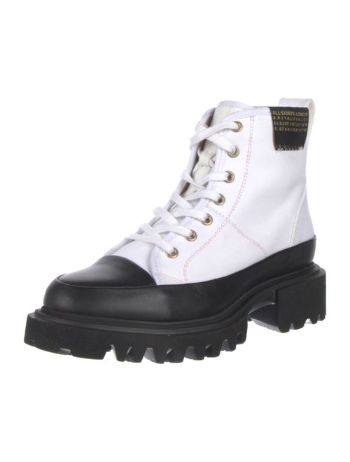 AllSaints Leather Colorblock Pattern Combat Boots