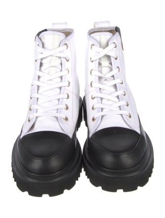 AllSaints Leather Colorblock Pattern Combat Boots