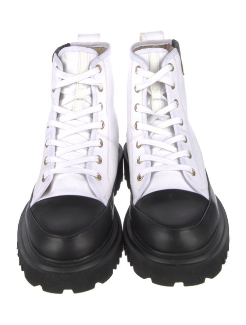 AllSaints Leather Colorblock Pattern Combat Boots