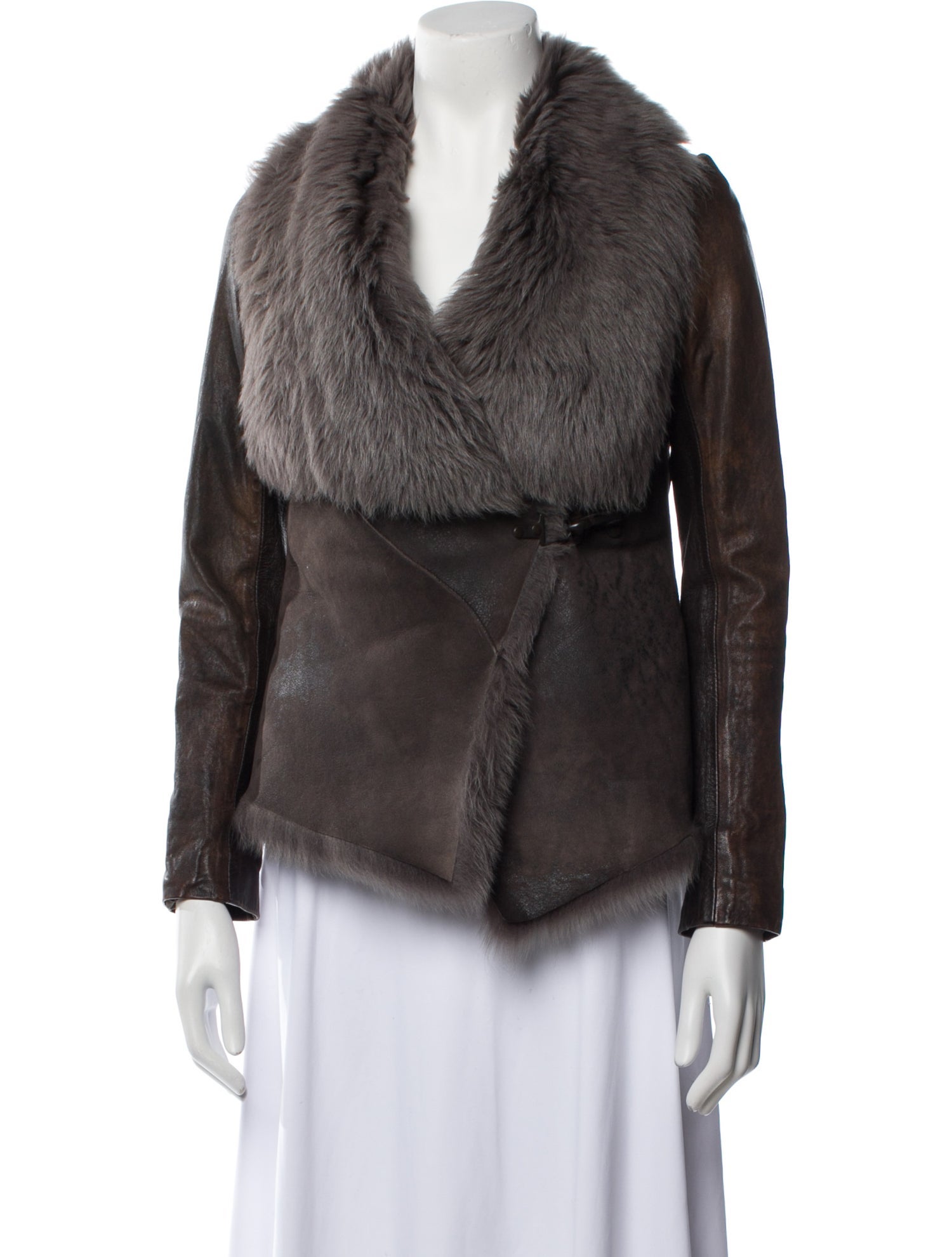 AllSaints Distressed Shearling Faux Fur Jacket