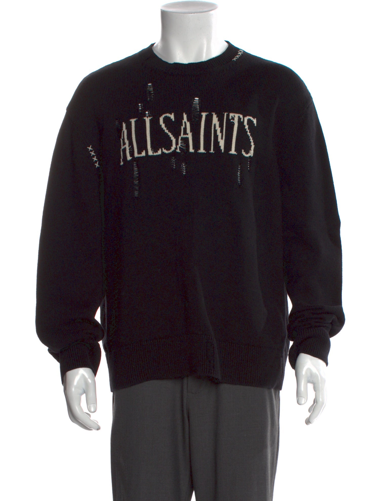 AllSaints Graphic Print Crew Neck Pullover