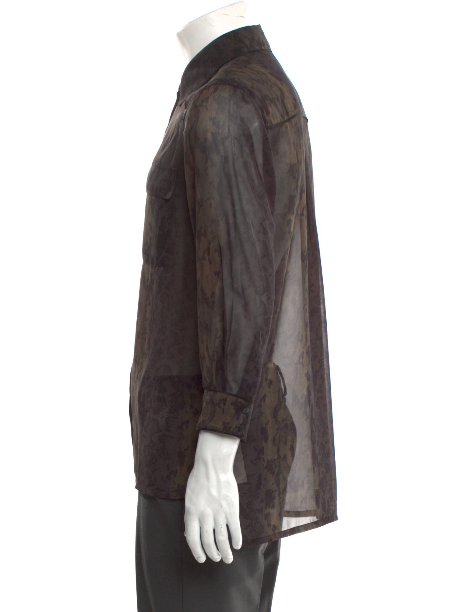 AllSaints Colorblock Pattern Three-Quarter Sleeve Shirt