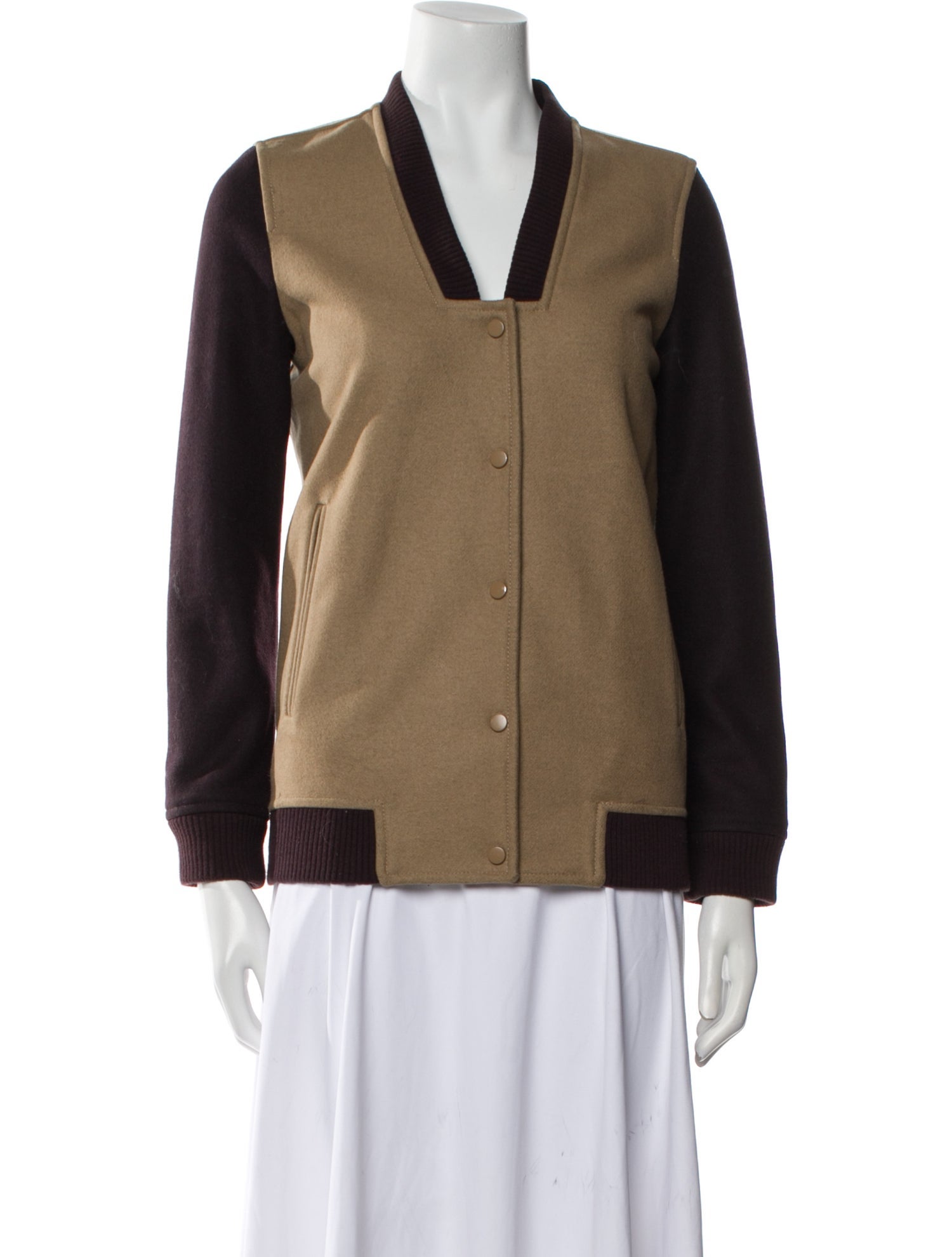 AllSaints Wool Colorblock Pattern Bomber Jacket