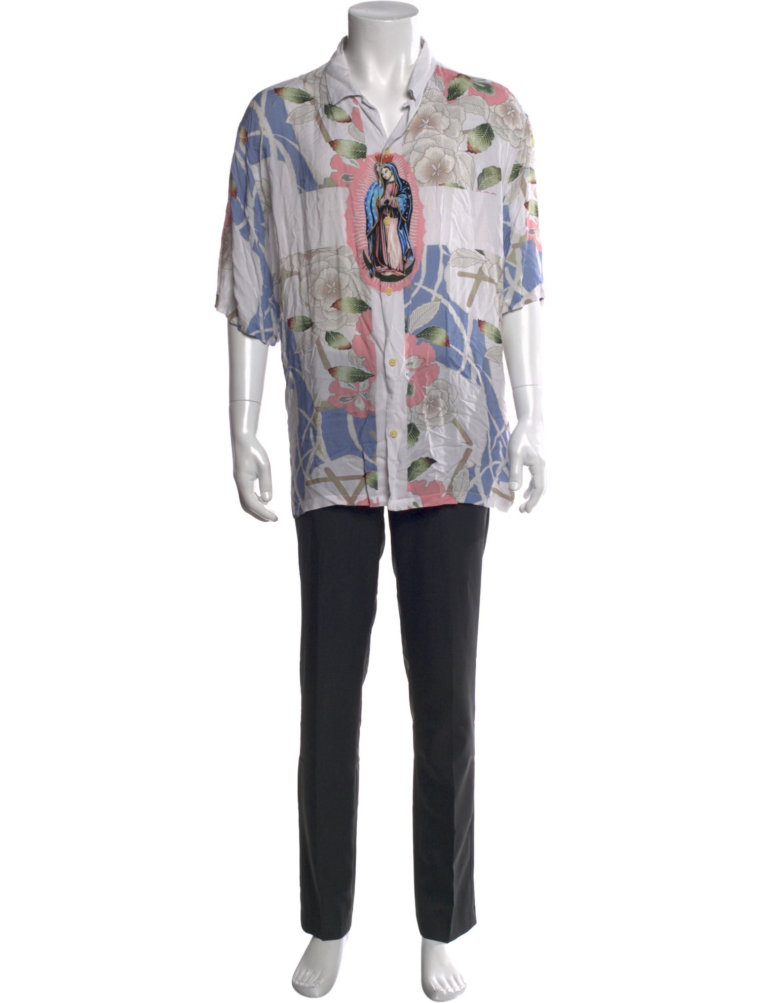 AllSaints Floral Print Three-Quarter Sleeve Shirt