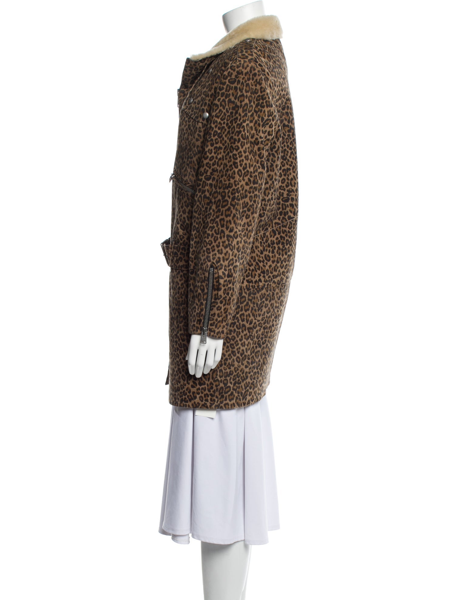 AllSaints Goat Fur Animal Print Fur Coat