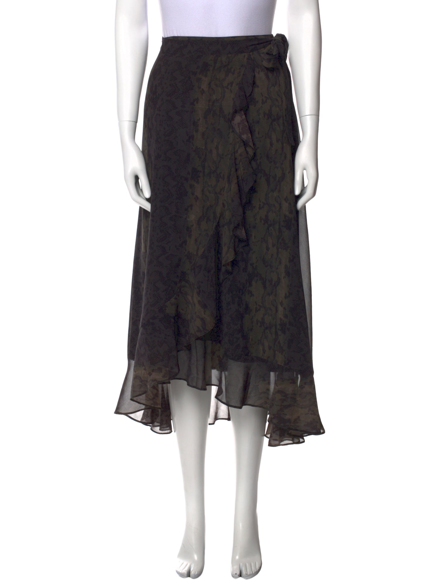 AllSaints Ruffle Embellishment Midi Length Skirt