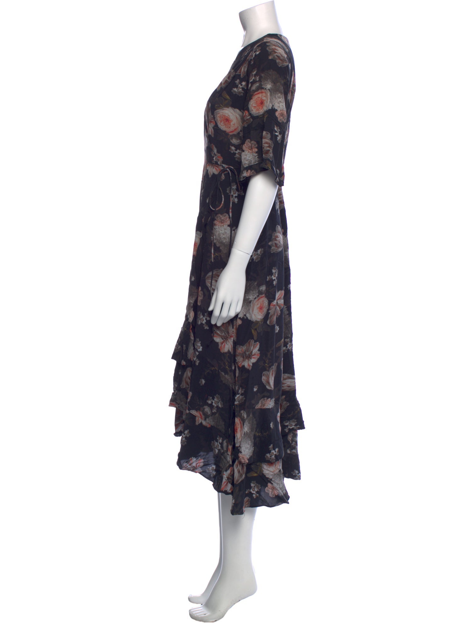 AllSaints Floral Print Midi Length Dress