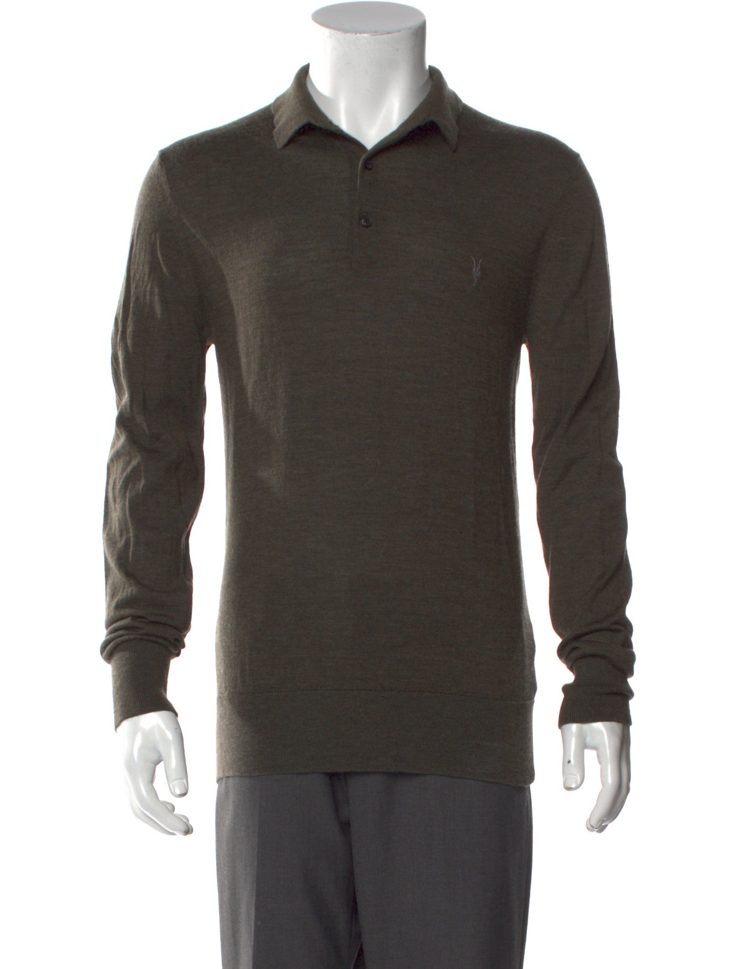 AllSaints Merino Wool Collar Polo Sweater