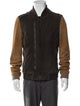 AllSaints Goat Leather Colorblock Pattern Bomber Jacket