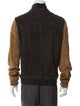 AllSaints Goat Leather Colorblock Pattern Bomber Jacket