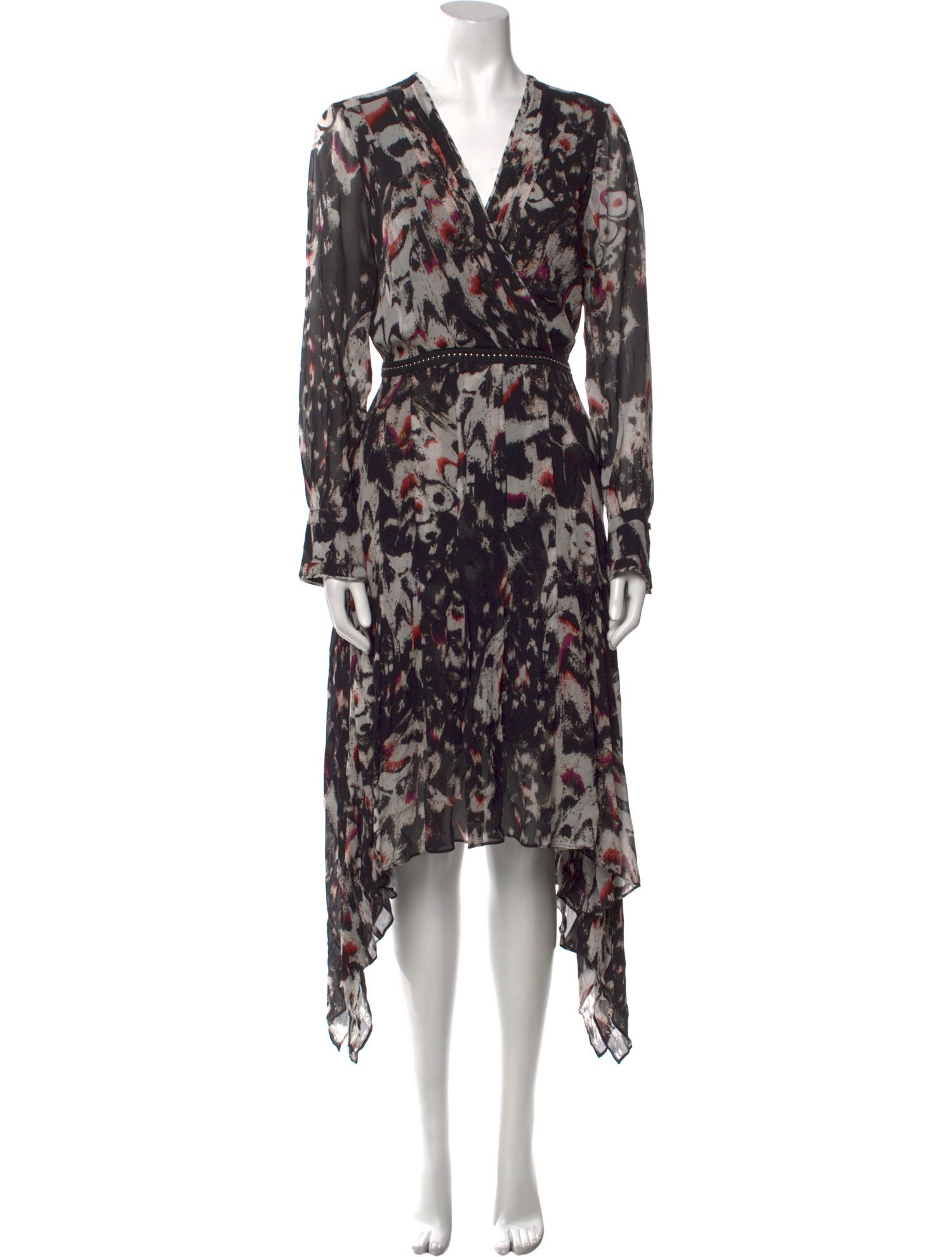 AllSaints Floral Print Midi Length Dress
