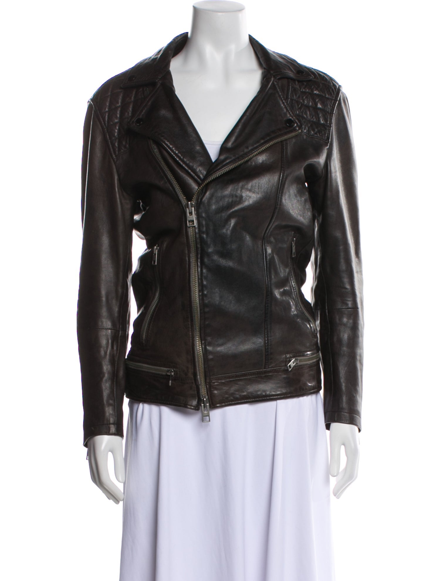 AllSaints Lamb Leather Biker Jacket