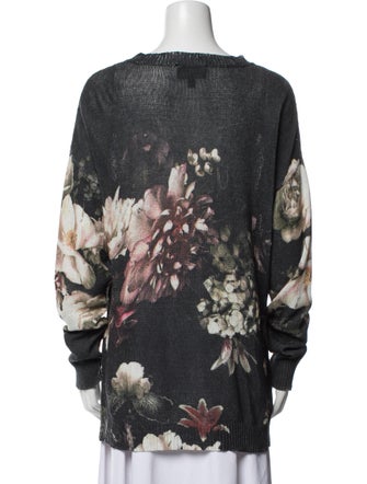 AllSaints Floral Print Scoop Neck Sweater