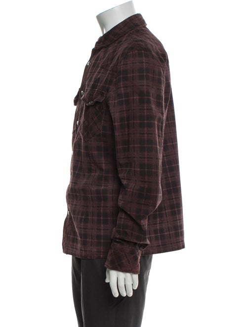 AllSaints Leather Plaid Print Utility Jacket