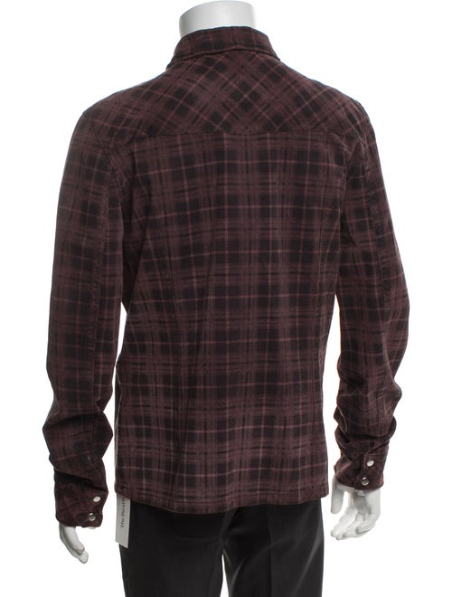 AllSaints Leather Plaid Print Utility Jacket